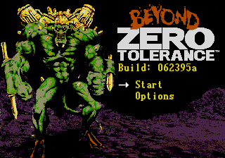 Zero Tolerance title screen for Sega Genesis